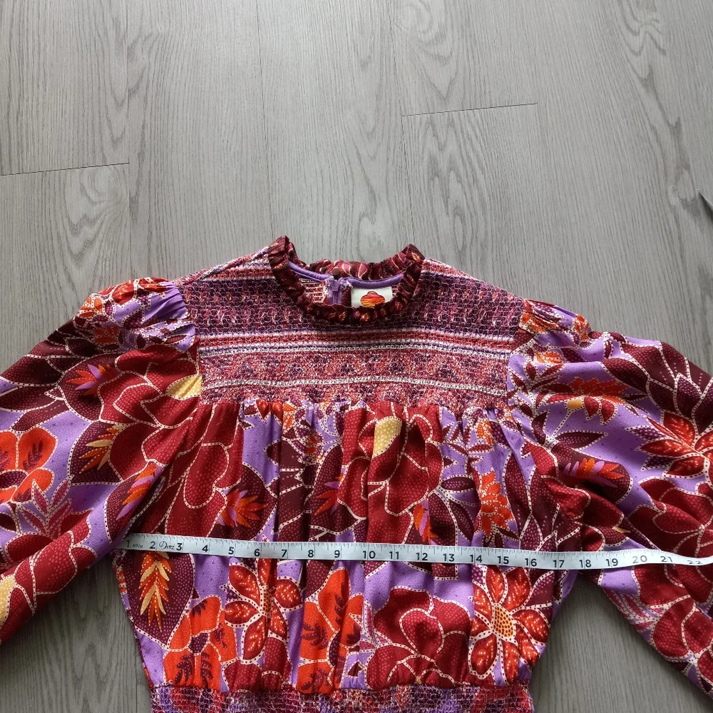 Farm Rio Sweet Floral Long Sleeve Mini Dress L - Picture 11 of 16